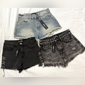 NEW! 3 Fashion Nova shorties size 0 bundle